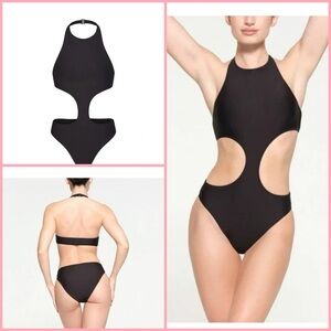 Skims Recycled swim Halter Monokini in Onyx NWT